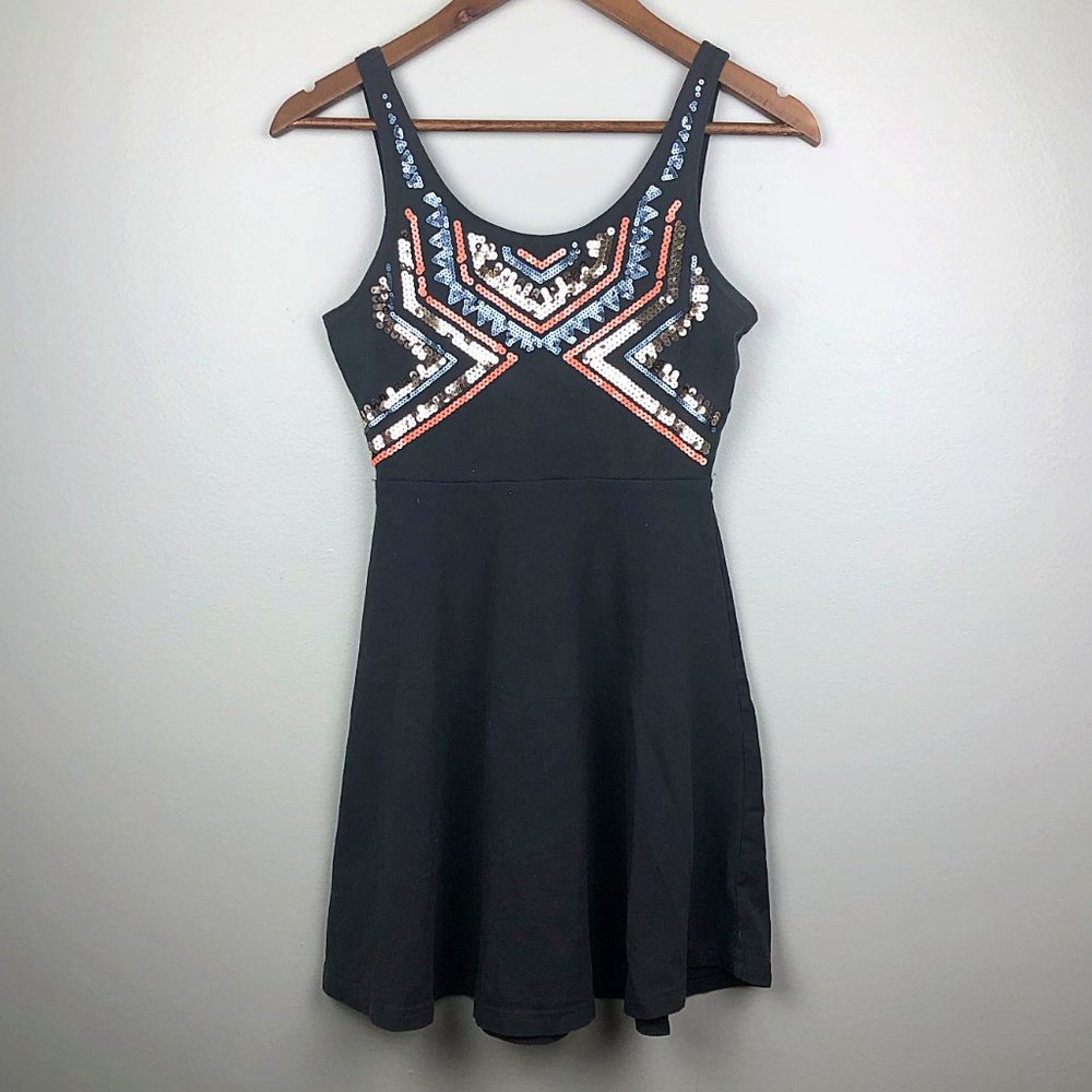 NEW Express Sequin Pattern Fit & Flare Mini Dress - Picture 1 of 8